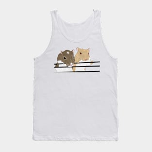 Two cute gerbils holding on to cage bars Tank Top